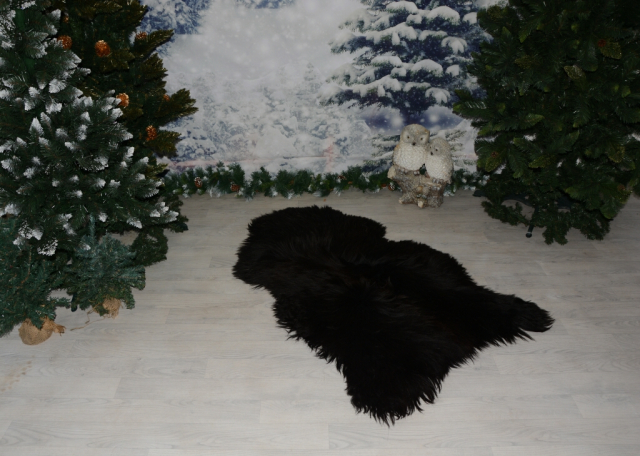 B-Ware Islandfell Schwarz Langhaar – Echtes Naturfell Unikat 130x85cm